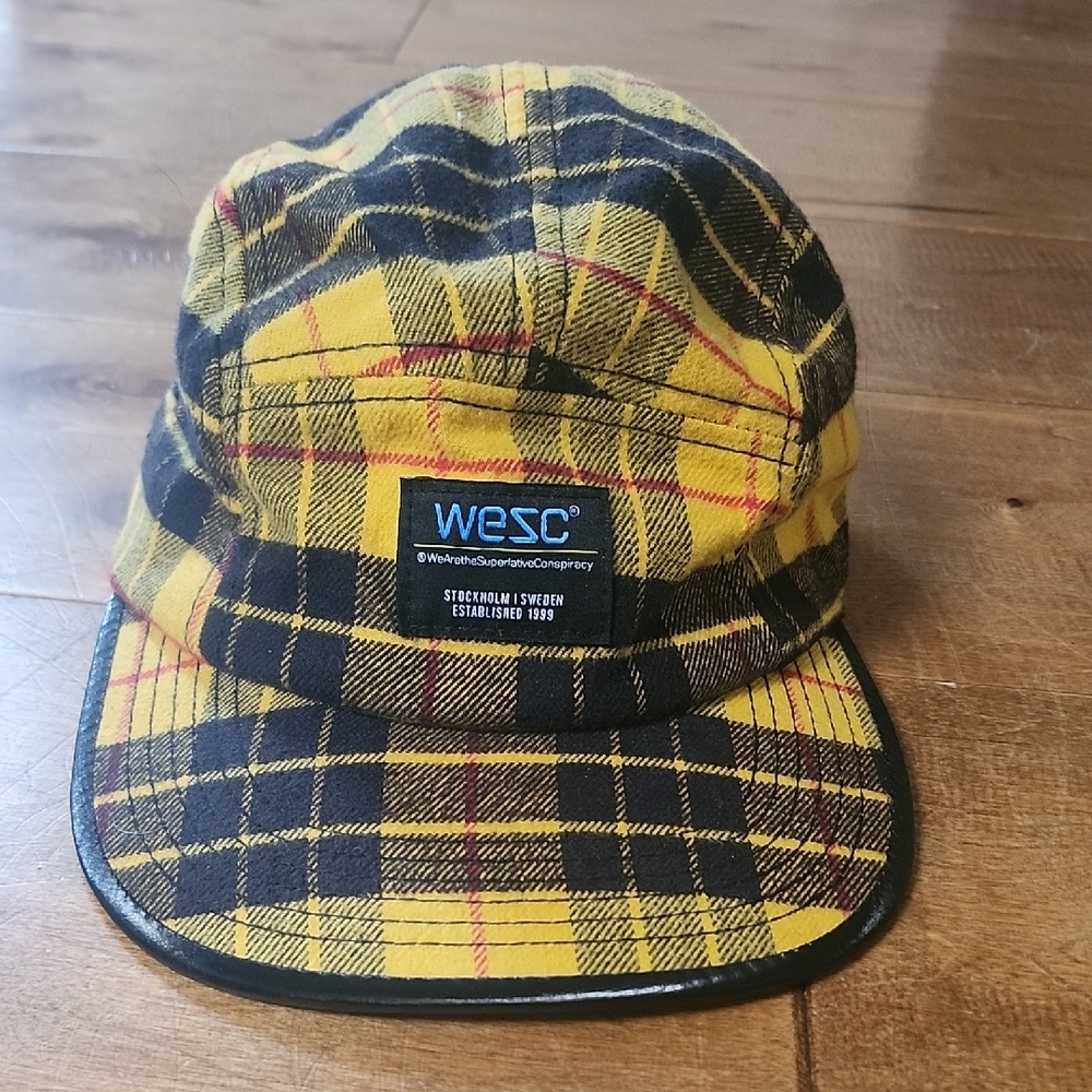 WESC Yellow and Black Checkered 5 Panel Hat